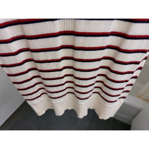 Equipment Brienne Stripe Knit Tee Sweater Top Red White Split Hem Ringer XS - Picture 14 of 15